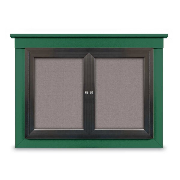 24"x36" 1-Door Enclosed Outdoor Letterboard, Hdr, Green Felt/Black